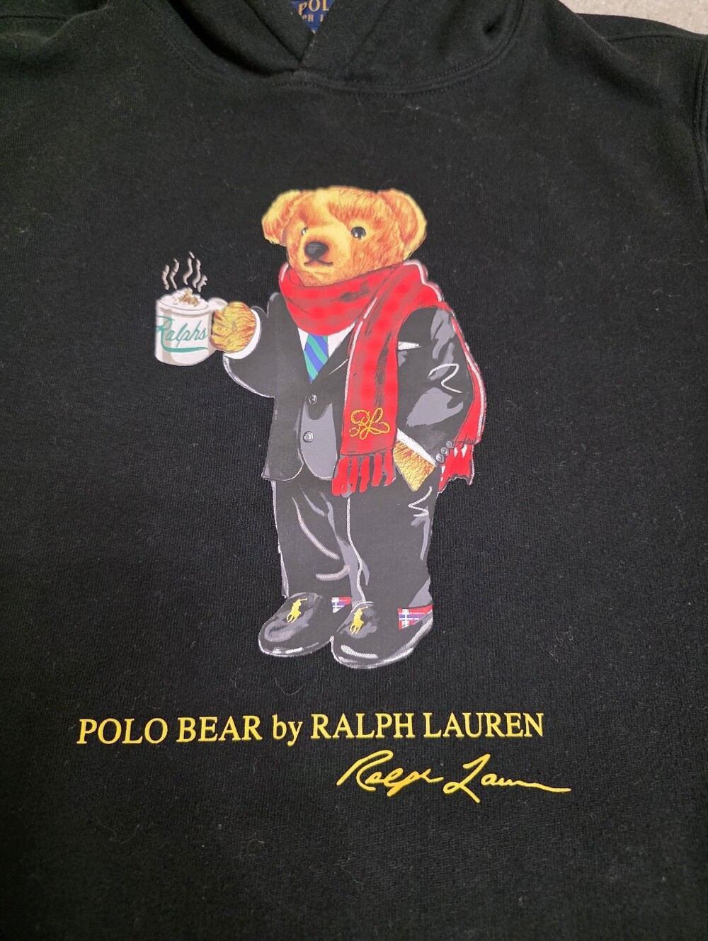 Ralph Lauren Youth Black Hoodie with Polo Bear Graphic Youth Size XL (18-20) - Picture 5 of 11